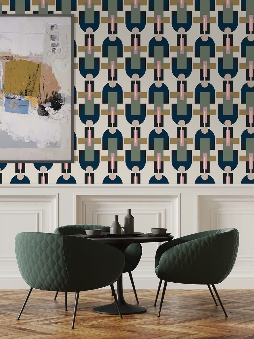 Jupiter10 geometric mid-century modern wallpaper Amsterdam