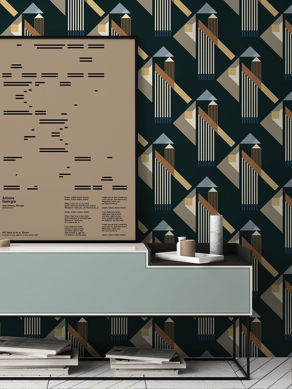 Jupiter10 geometric mid-century modern wallpaper Athens