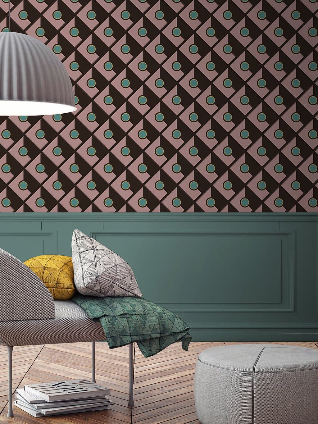 Jupiter10 geometric mid-century modern wallpaper Bucharest