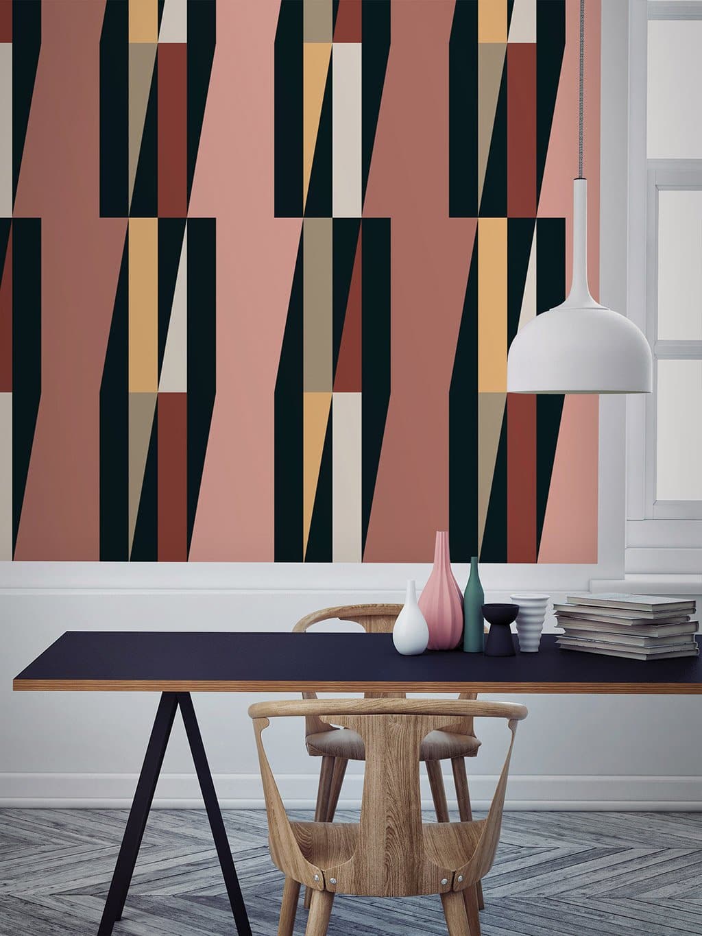 Jupiter10 geometric mid-century modern wallpaper Casablanca