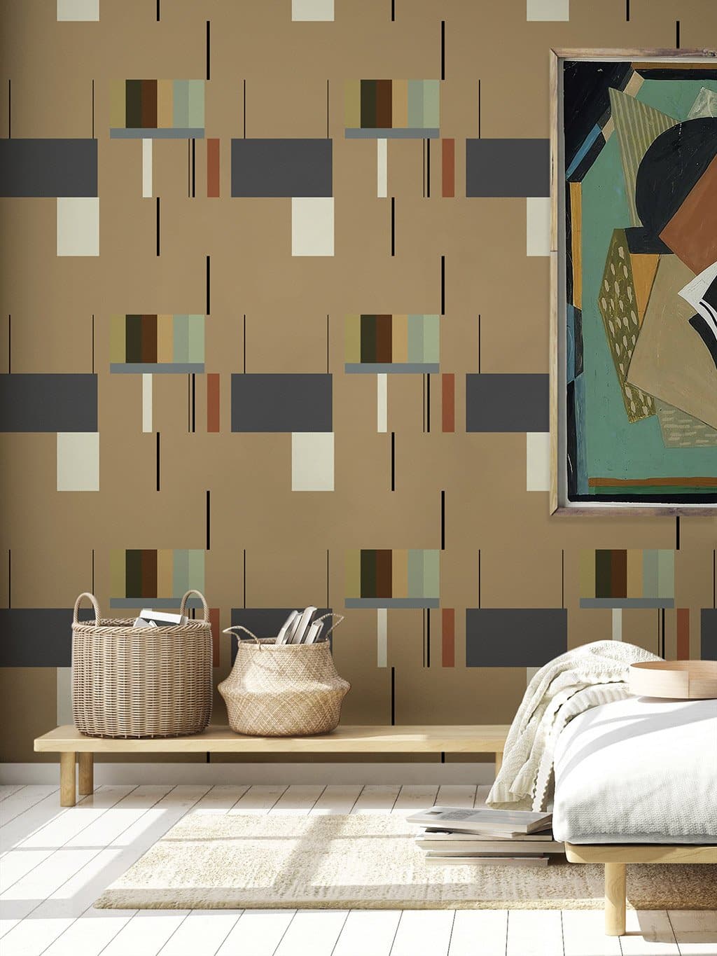Jupiter10 geometric mid-century modern wallpaper Freya
