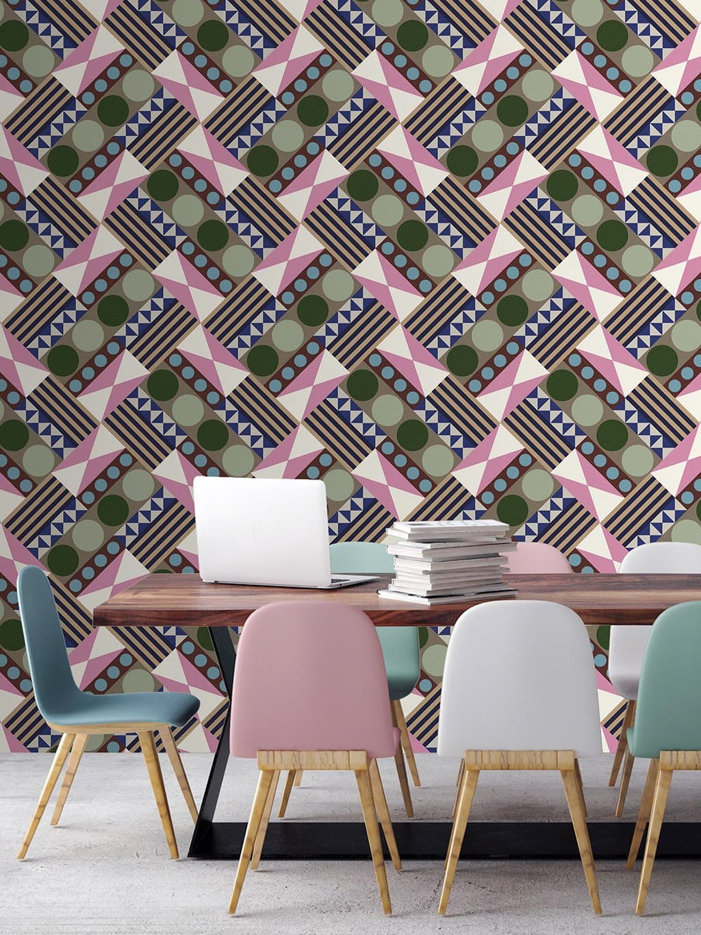 Jupiter10 geometric mid-century modern wallpaper Havana