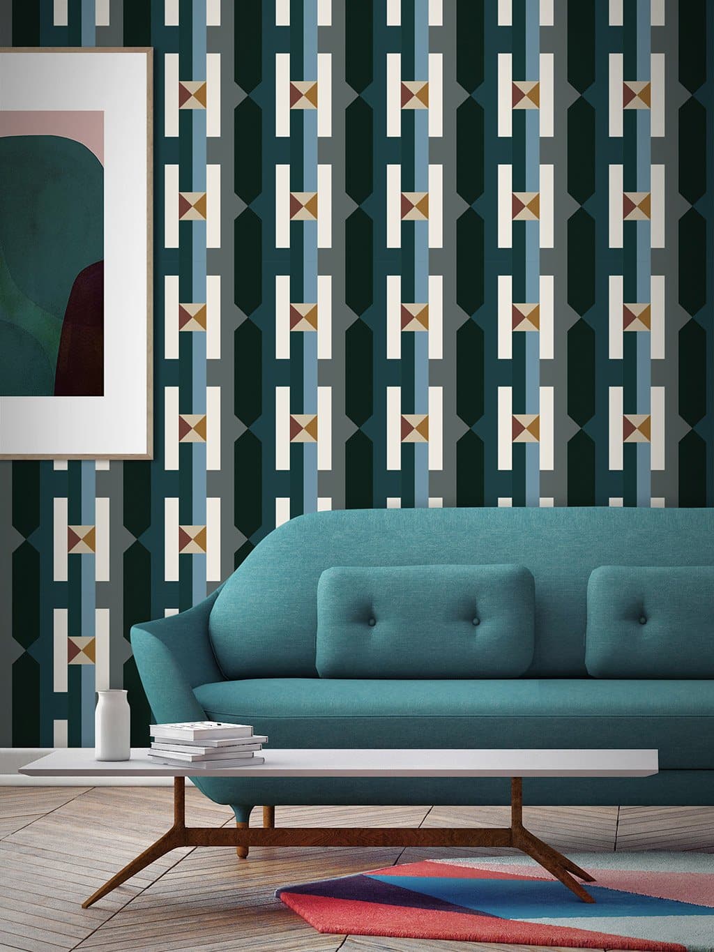 Jupiter10 geometric mid-century modern wallpaper Lombok