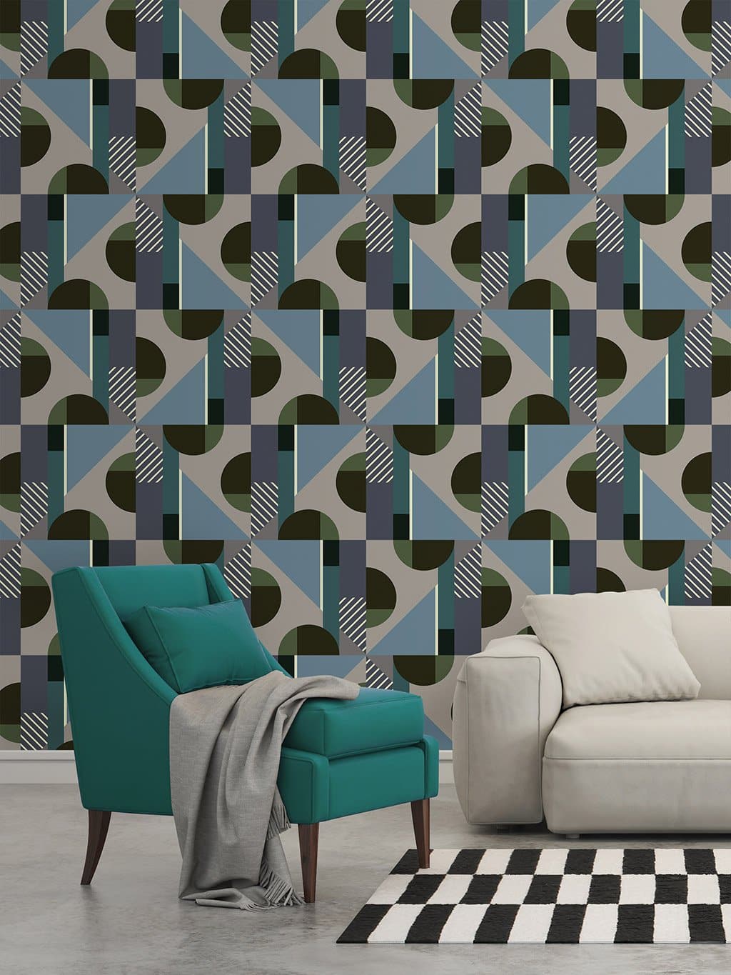 Jupiter10 geometric mid-century modern wallpaper Luanda