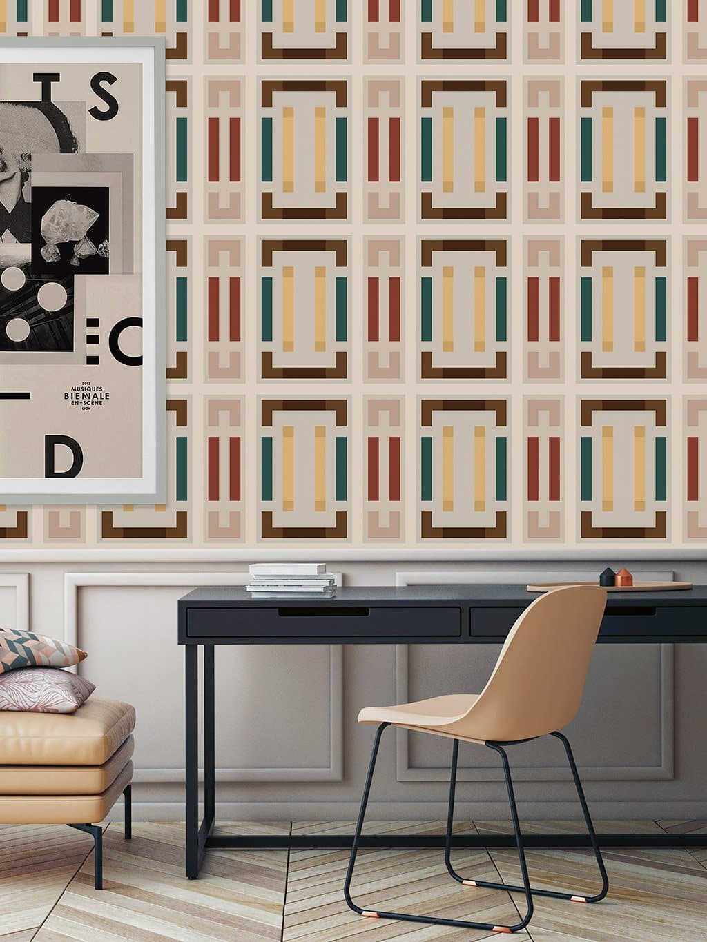 Jupiter10 geometric mid-century modern wallpaper Monaco