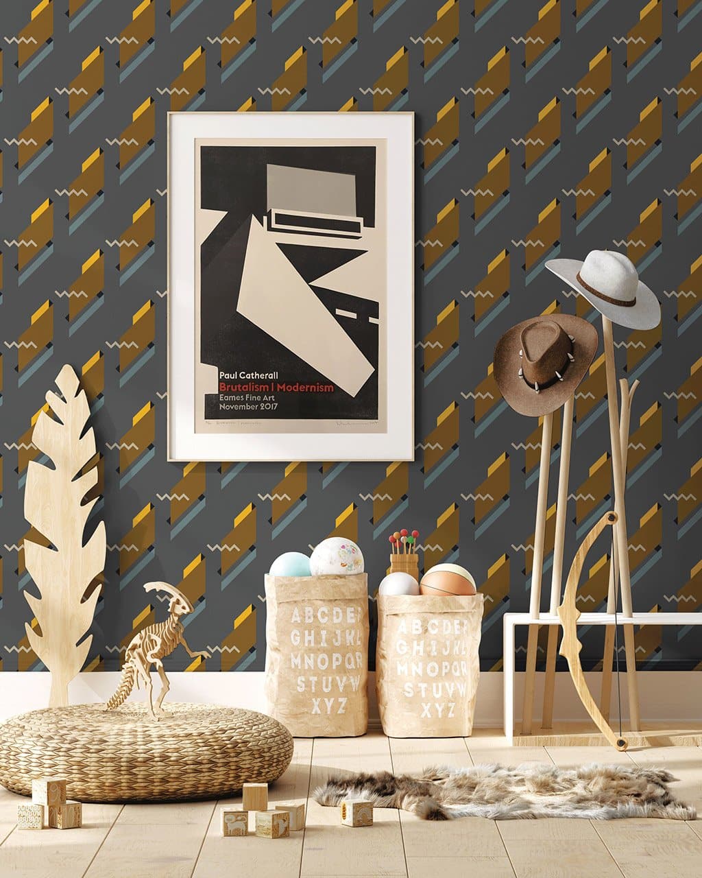 Jupiter10 geometric mid-century modern wallpaper Siena