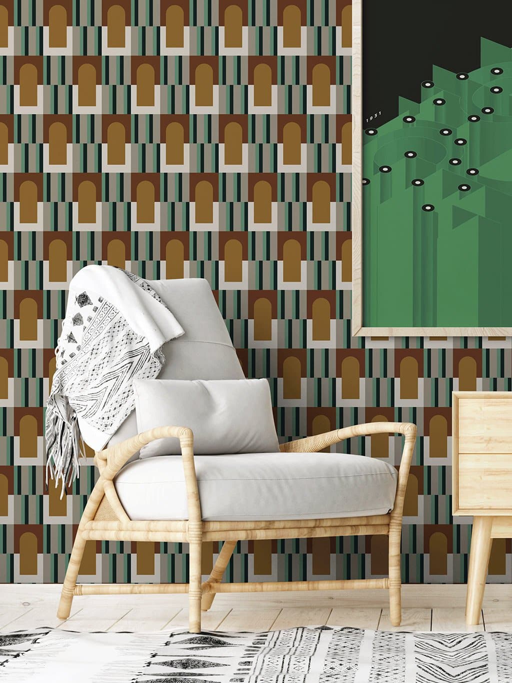 Jupiter10 geometric mid-century modern wallpaper Tangiers