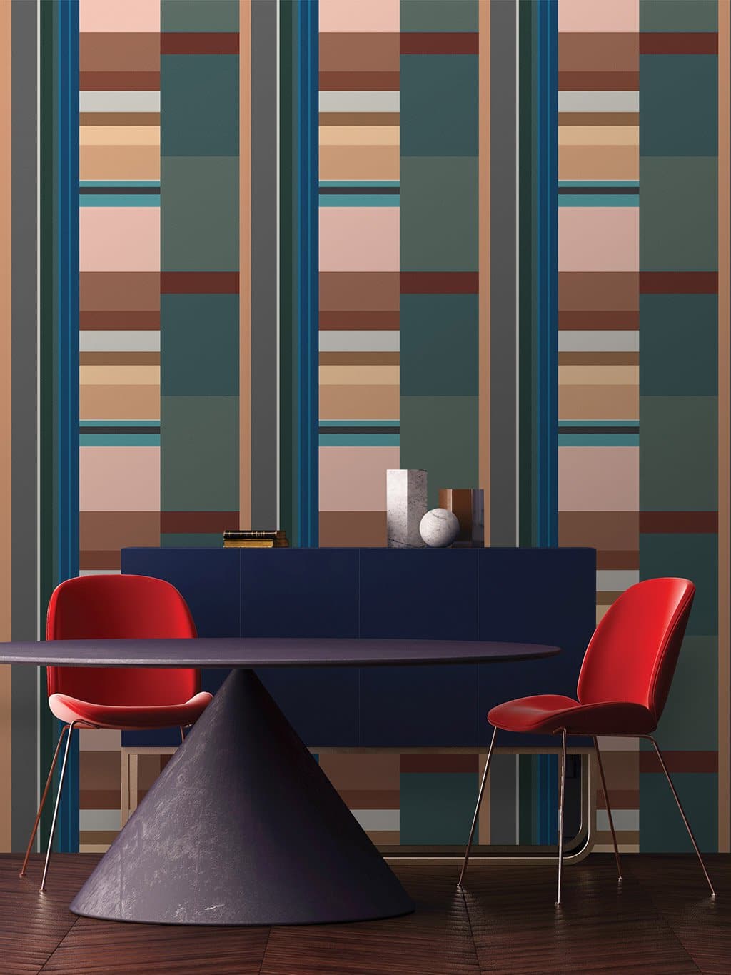 Jupiter10 geometric mid-century modern wallpaper Theodora