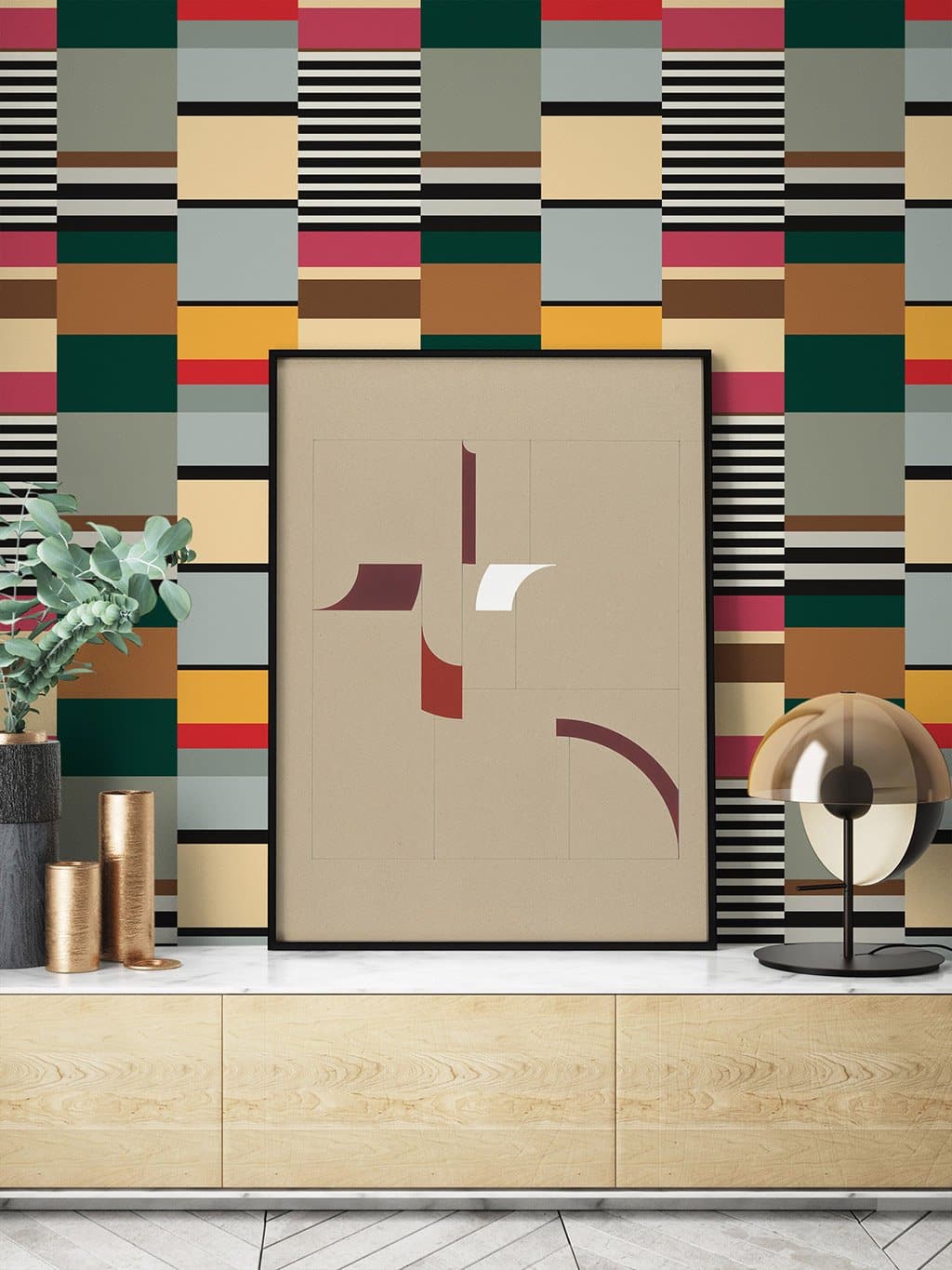 Jupiter10 geometric mid-century modern wallpaper Yves