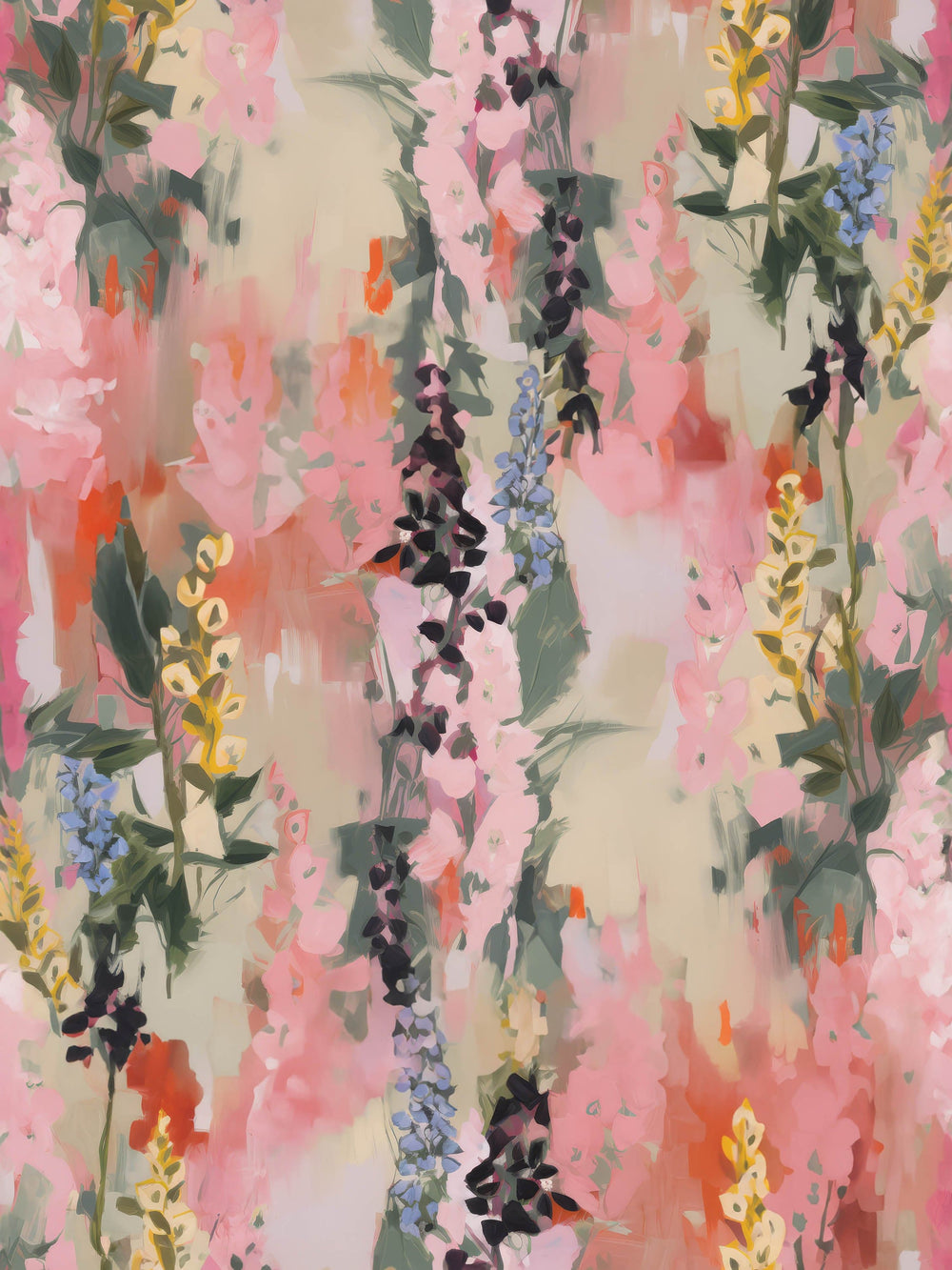Mila Wallpaper - Tall Pink Floral Stems | Jupiter 10