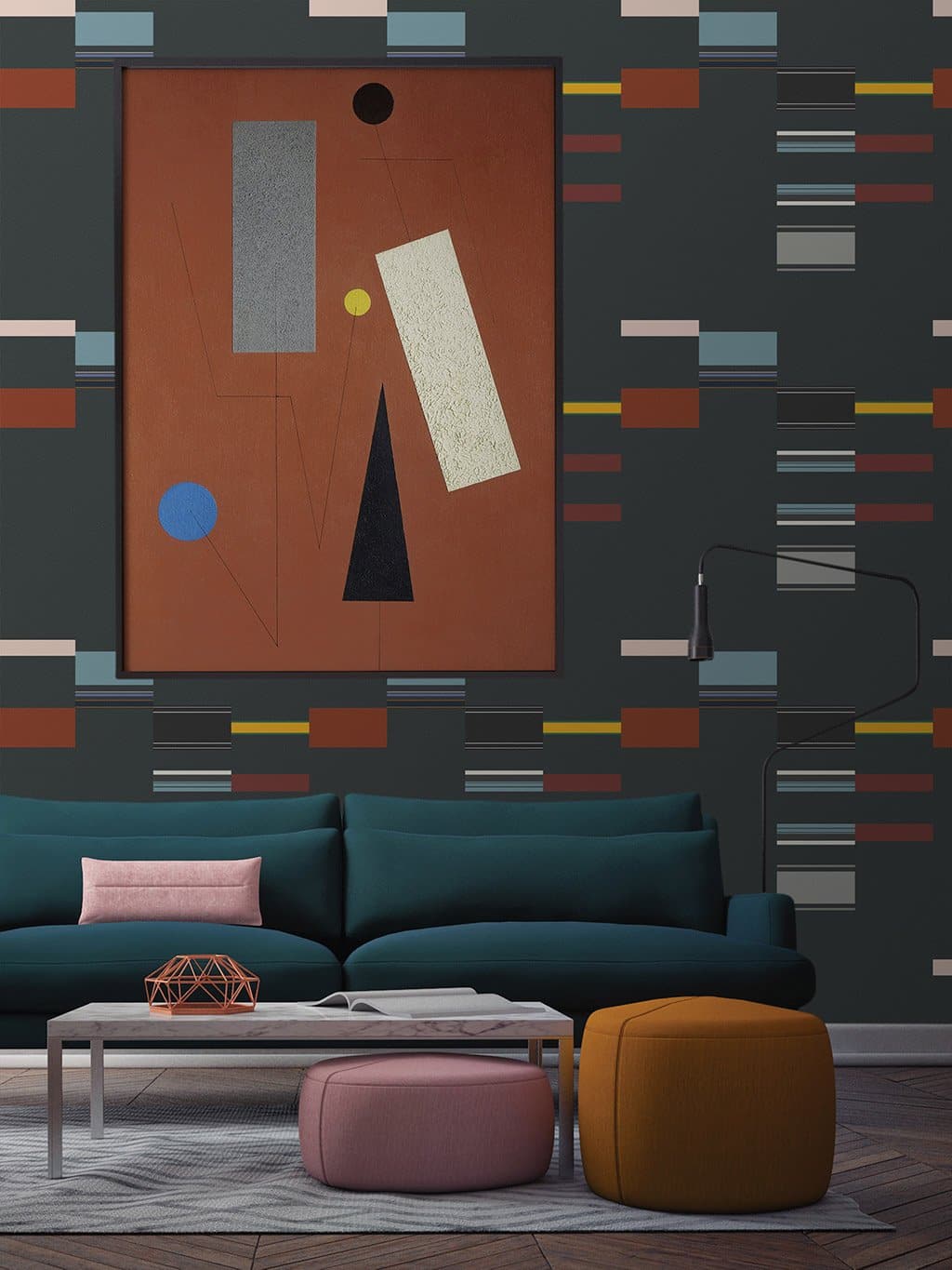 Jupiter10 geometric mid-century modern wallpaper Aldrich