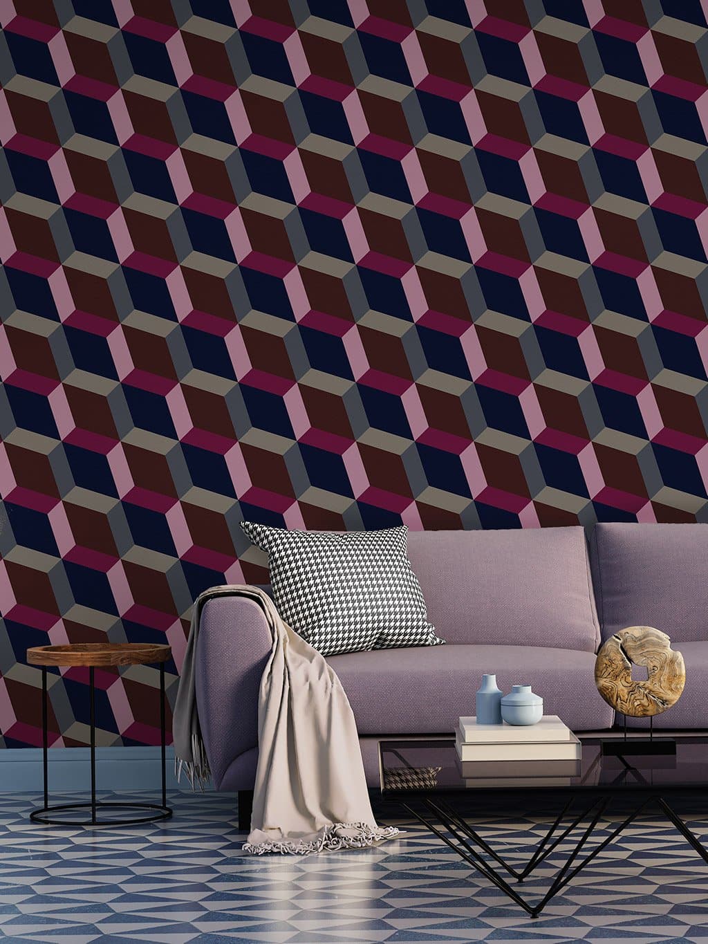 Jupiter10 geometric mid-century modern wallpaper Jaipur