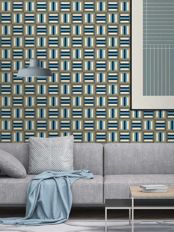 Jupiter10 geometric mid-century modern wallpaper St Ives